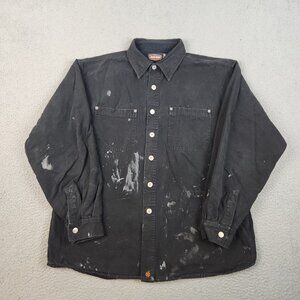 Canvas Industrial Workwear Shirt Extra Large Shacket Paint Splatter Snap Front